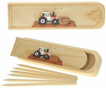 5201T: ~Tractor Pencil Cases with Colour Pencils (Pack Size 12) Price Breaks Available